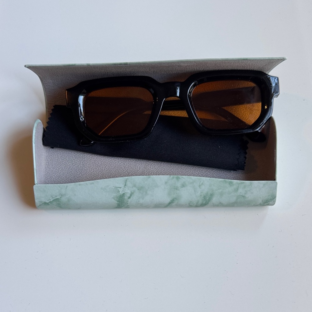 Black Sunglasses with Orange Lenses - Picture 3 of 3